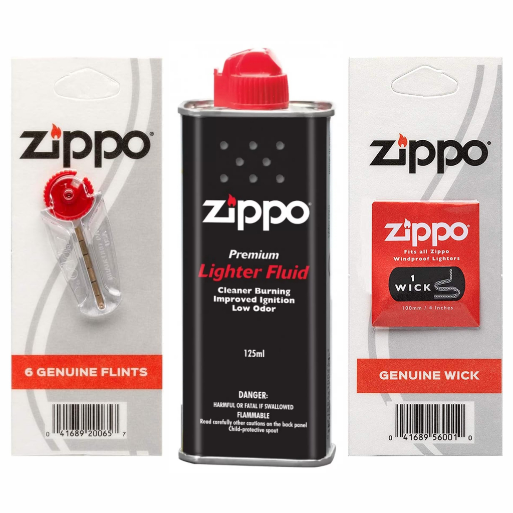Paket Batu, Sumbu, & Minyak Zippo 125ml Original USA