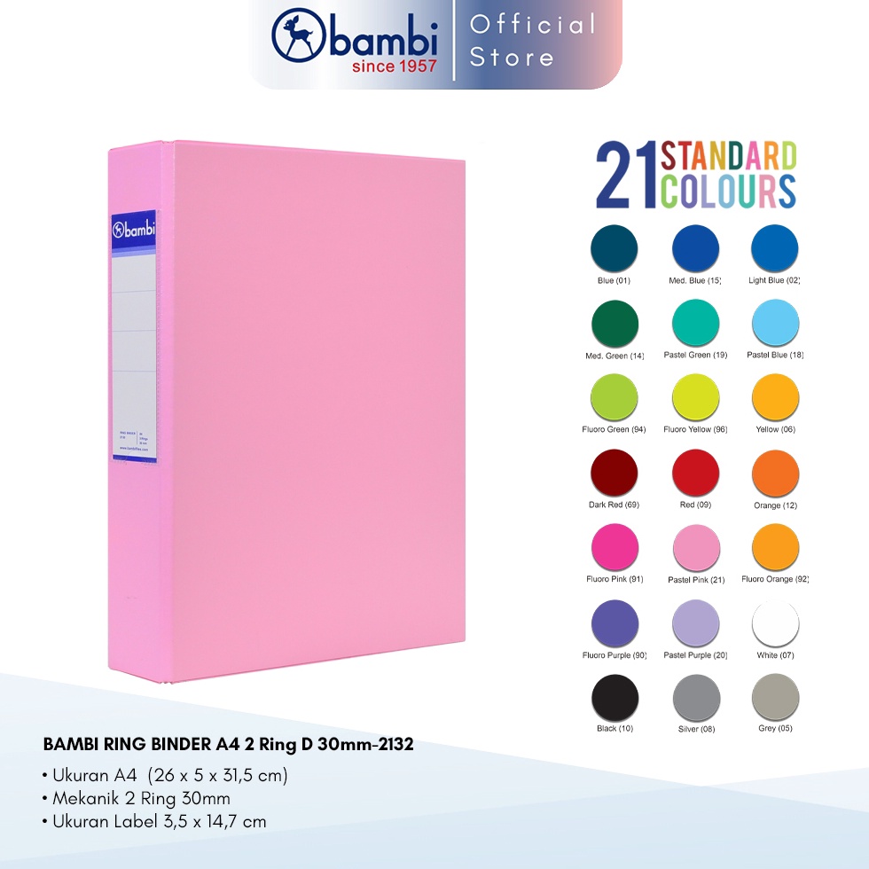 

Bambi Ring Binder A4 3 Ring Type D All Color Jumbo Size 3 mm Original KODE F3L4