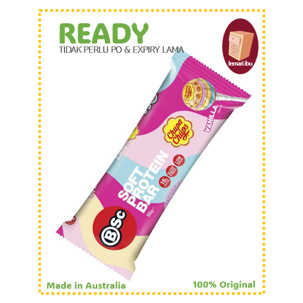 

BSc x Chupa Chups Soft Protein Bar Vanilla 55g / Protein Bar - 100% ORIGINAL - BARANG READY DIKIRIM - Made in Australia