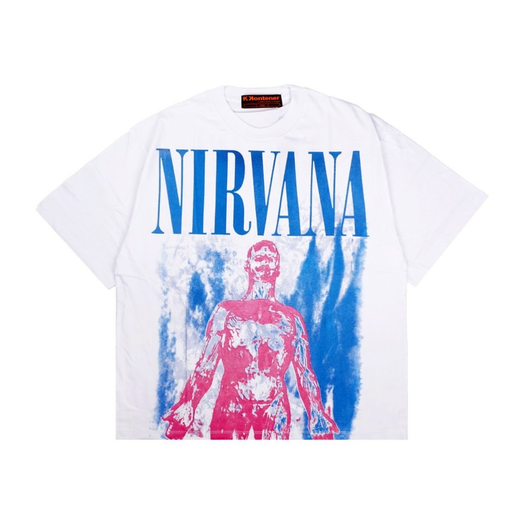 OVERSIZE KAOS T-SHIRT MUSIC GRUNGE NIRVANA SLIVER WHITE