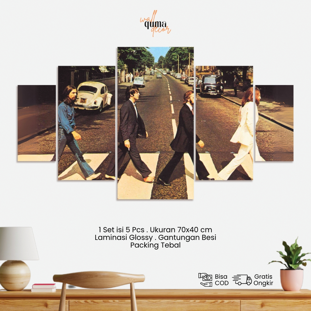 Poster The Beatles - Hiasan Dinding Band Legendaris 5 Panel MDF | Dekorasi Kamar Musik Retro Klasik