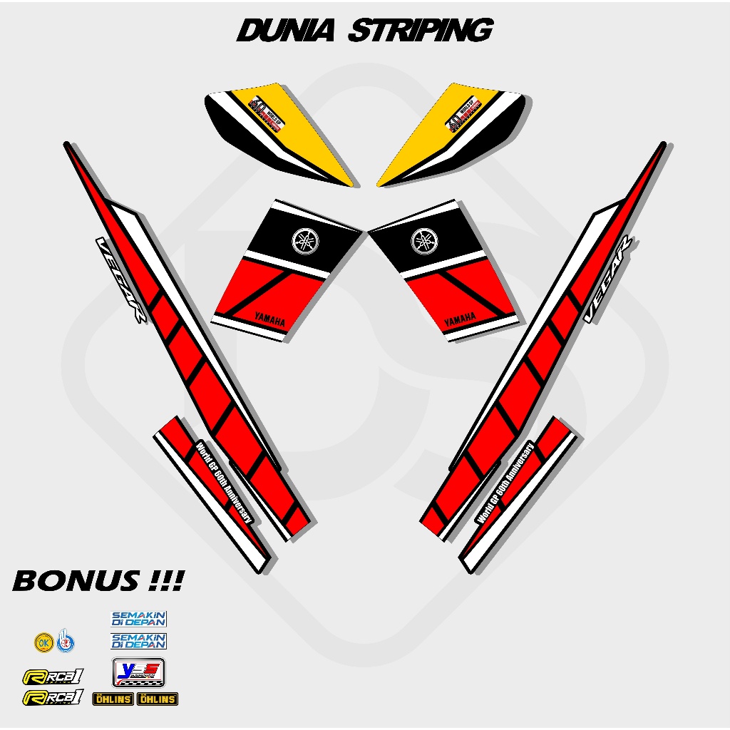 STRIPING STICKER STOCK DECAL STIKER YAMAHA VEGA R NEW TAHUN 2006-2009 / LESS VEGA R World GP 60th An