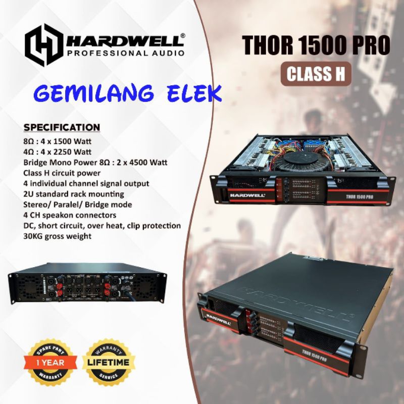POWER AMPLIFIER HARDWELL THOR 1500 PRO CLASS H 4x1500 Watt ORIGINAL