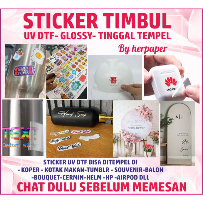 

STICKER UV DTF TIMBUL. STIKER KOPER. STIKER TUMBLR. STIKER SOUVENIR. STIKER BOTOL. STIKER BOUQUET. STIKER BALON. STIKER KACA. STIKER WEDDING. STIKER UCAPAN.