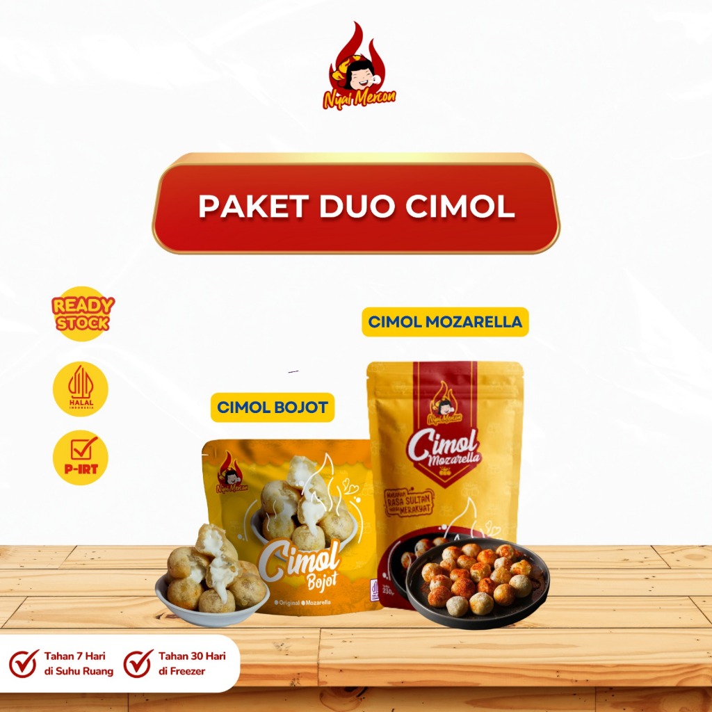 

Nyai Mercon - Paket Duo Cimol (Cimol Bojot dan Cimol Moza) Makanan Instan