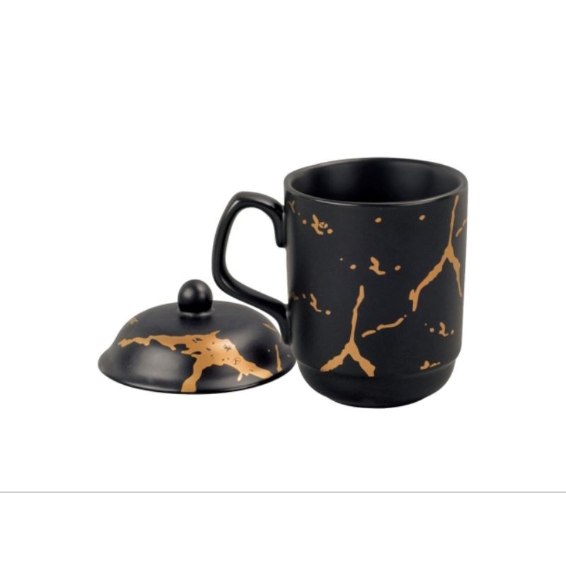 Gelas Vicenza YM66 hitam Mug dengan Motif Marmer, Mug Vicenza dengan desain modern, anggun disertai 