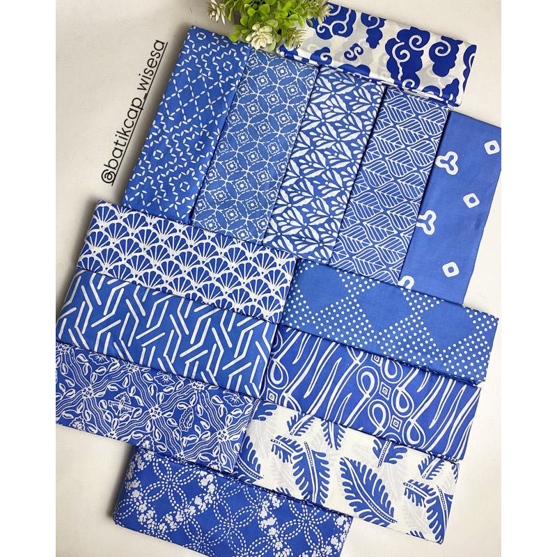 Kain Batik cap Garutan warna Biru Muda