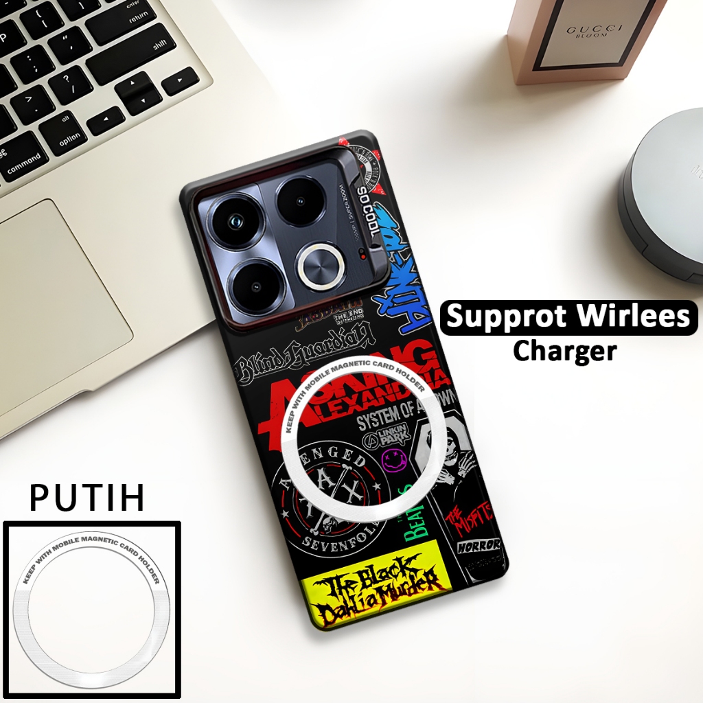SoftCase So Cool Supprot Wireless Charger Motif ROCK Infinix Note 40s/Note 40 PRO/NOTE 40 / Note 40 