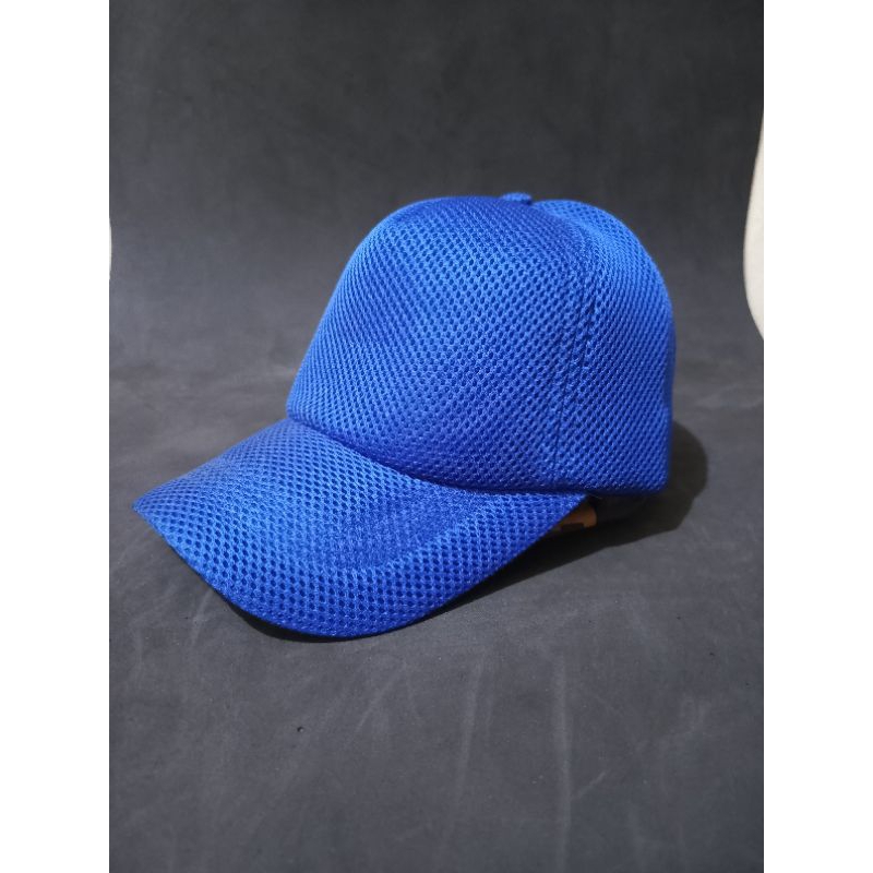 Topi jaring biru polos