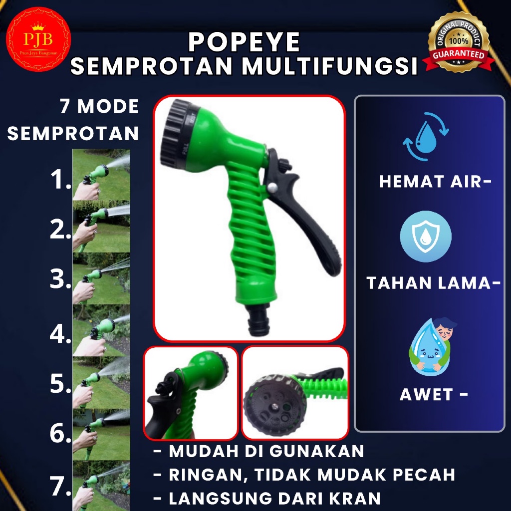 POPEYE Semprotan Air Taman 7 Way Arah - Spray Nozzle Garden Taman Hose