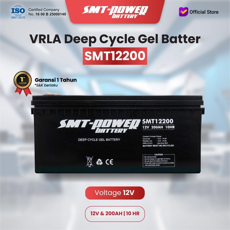 SMT12200 Battery Deep Cycle Gel SMT Power 12V 200AH Baterai Solar Panel 12V 200AH Aki Mobil Golf