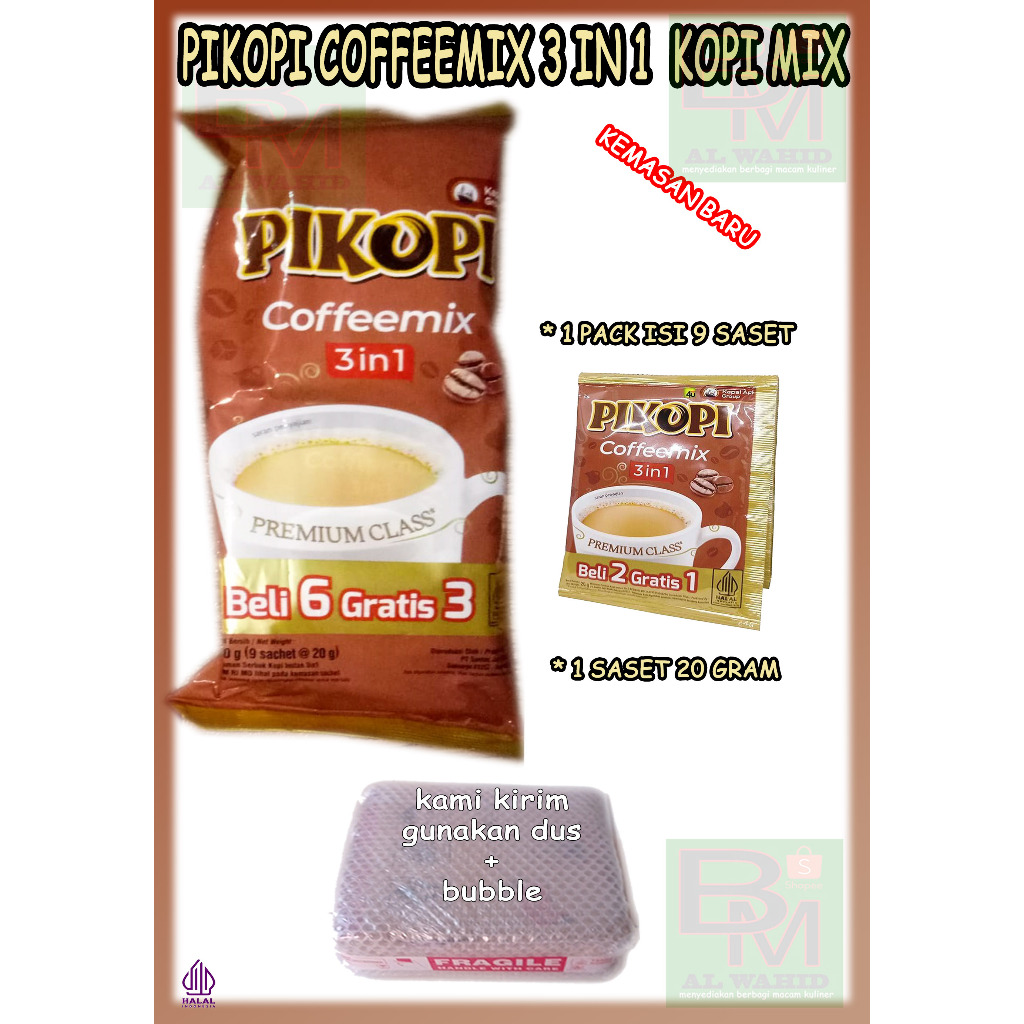 

Kopi Pikopi 3 in 1 Kemasan 1 Pack isi 9 Saset