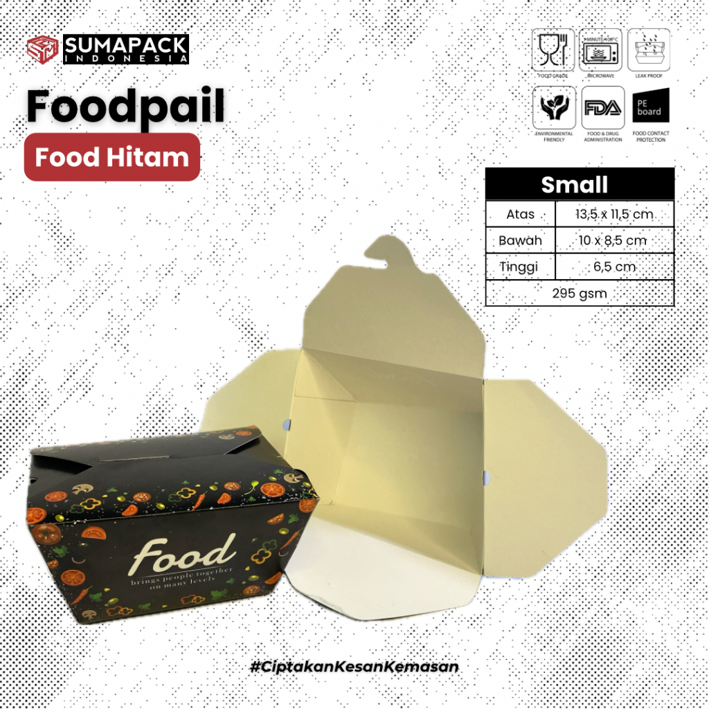 Food Pail Medium 50 pcs Paper Rice Box Ivory Food Grade Forming Motif Food Hitam