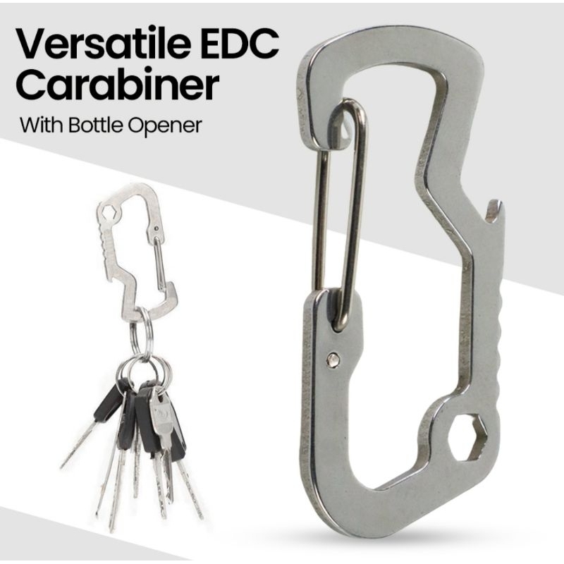 Carabiner Stainless Steel with Bottle Opener - Silver
