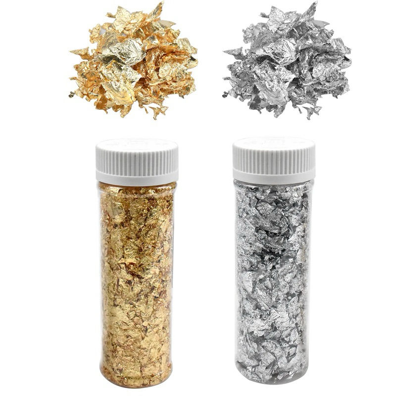 

edible gold leaf sheet// edible silver leaf sheet... schabin flakes