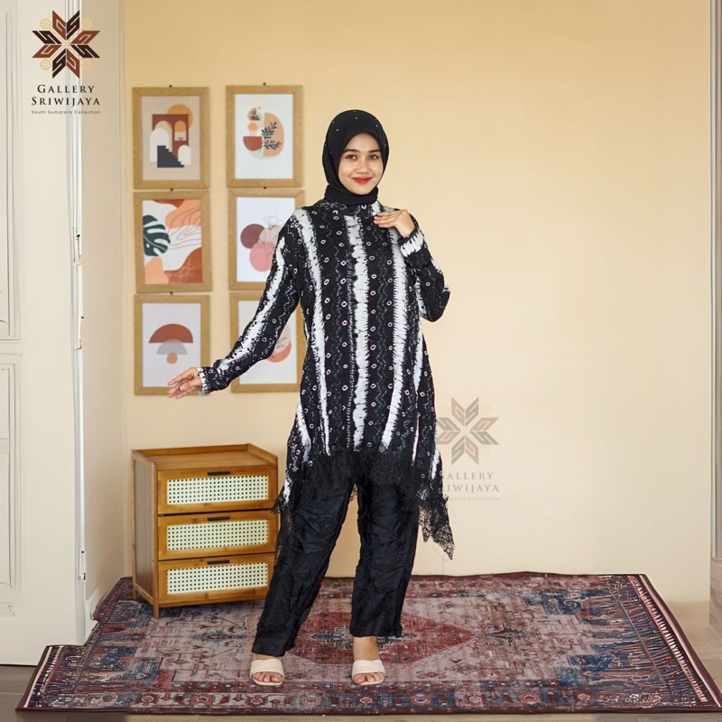 SETELAN CELANA JUMPUTAN LERENG VISCOSE BATIK HANDMADE PALEMBANG