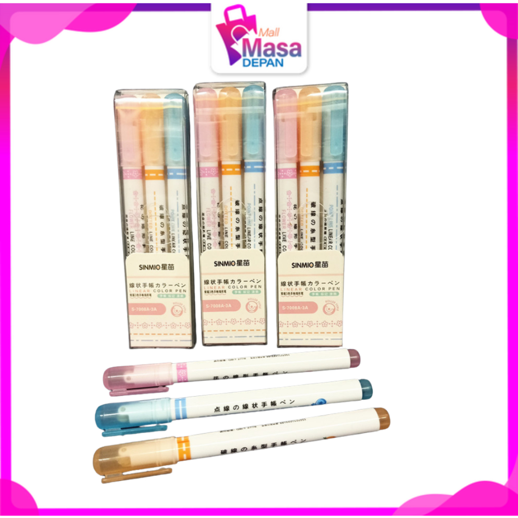 

MMD Spidol Garis Aesthetic Warna Warni Motif Lucu 1 Set 6 Pcs pulpen roller pen Higlighter Random Line Marker Alat Tulis Kantor
