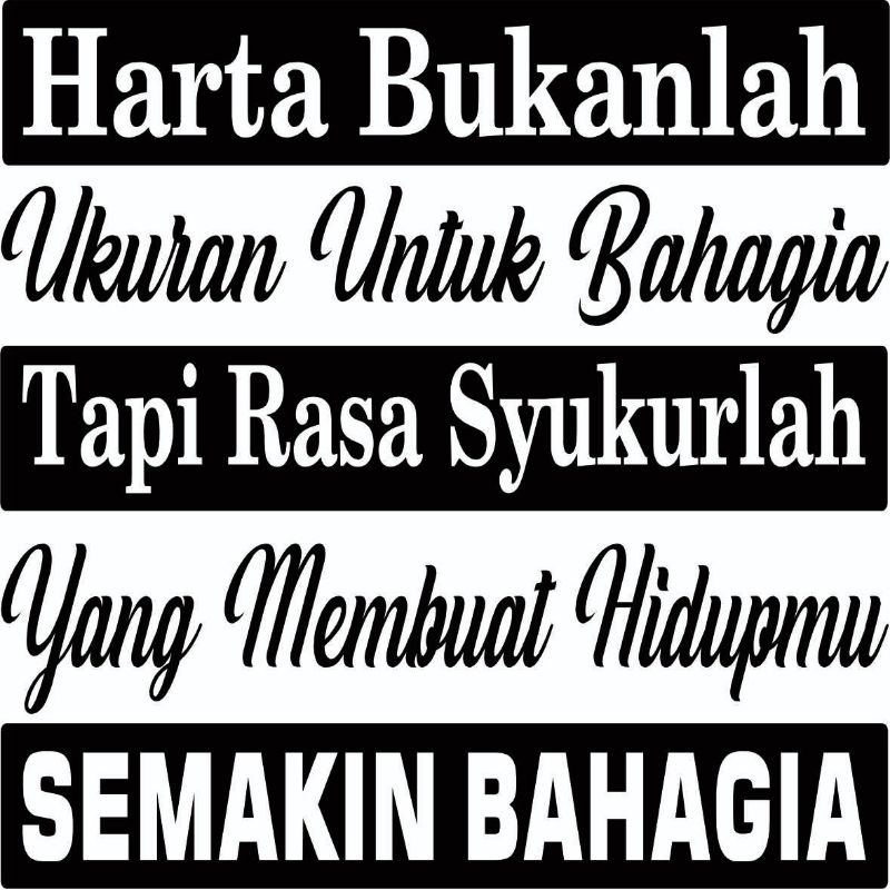 Sticker Cutting Sticker Variasi Kata kata Keren kaca mobil