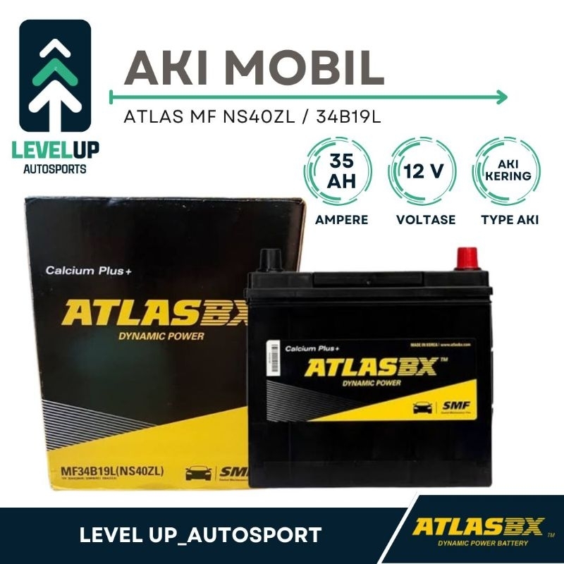ATLASBX NS40ZL / 19 LN JIS TYPE - AKI KERING untuk Honda Jazz, Brio, Avanza