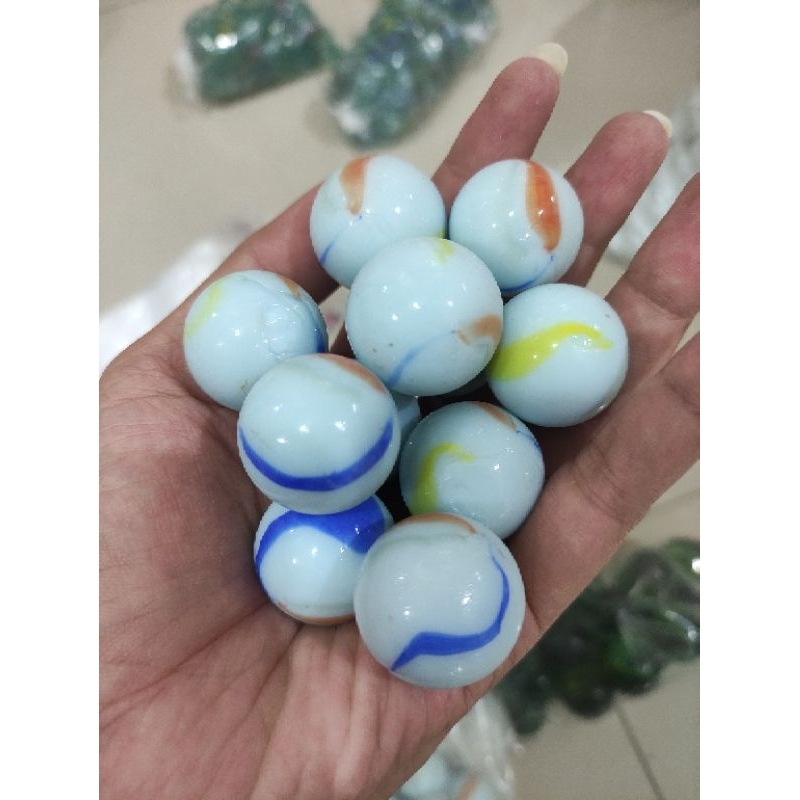 25pc Kelereng jumbo putih, kelereng jumbo susu