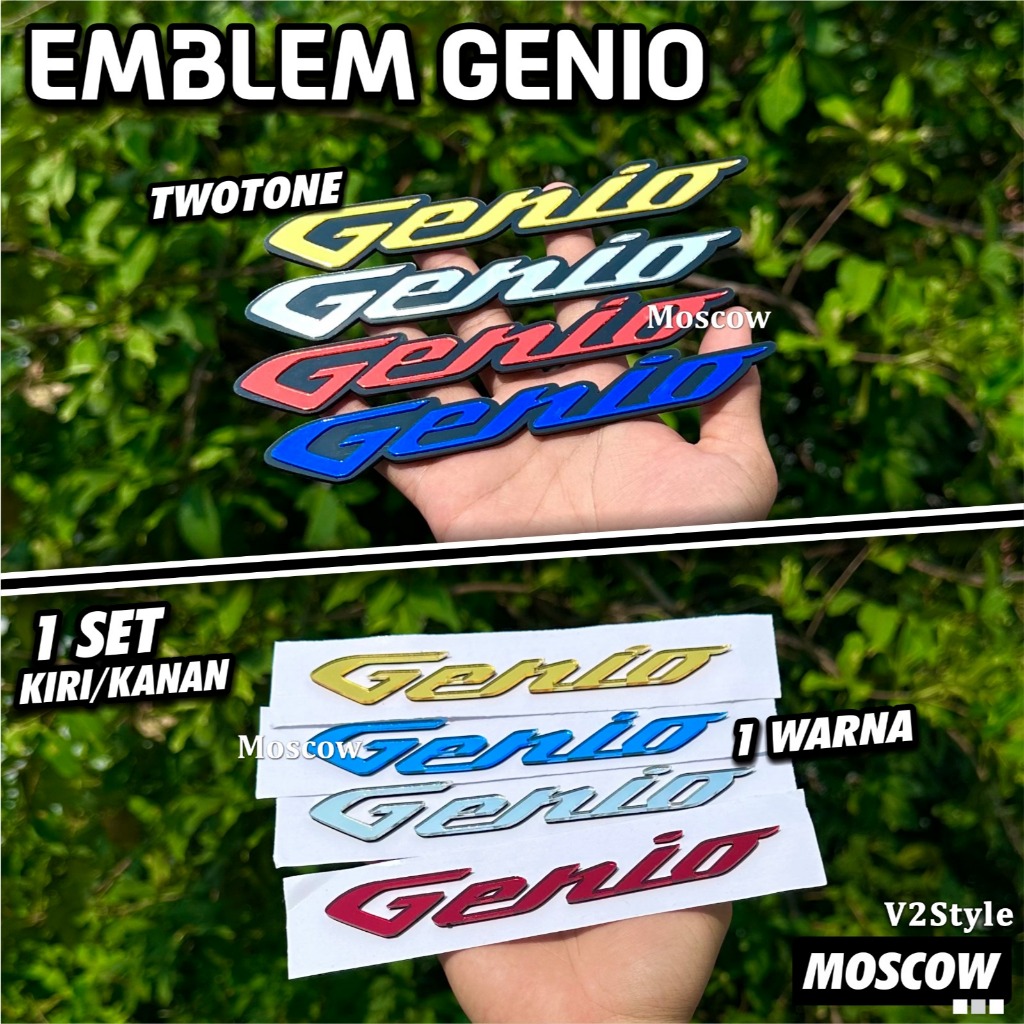 EMBLEM HONDA GENIO TAHUN 2019 - 2024 TIMBUL LOGO KACA SET 2pcs + PEREKAT PNP TEMPEL EMBLEM 3D AKSESO