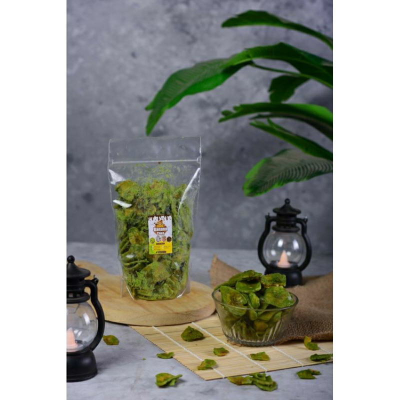 

keripik pisang lumer varian rasa Green tea kemasan 100gr, 150gr