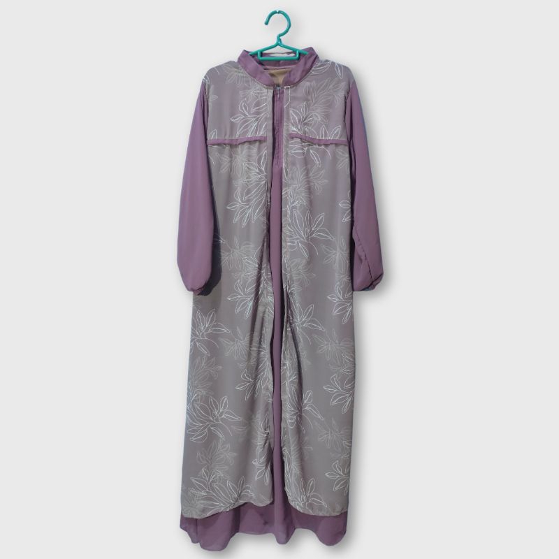 Gamis ceruti seleting depan rompi motif