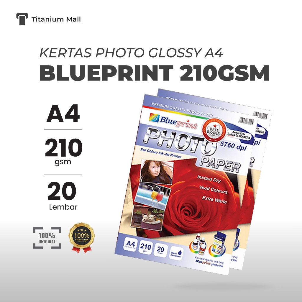 

Kertas Photo Blueprint A4 210 Gsm / Photo Paper Glossy