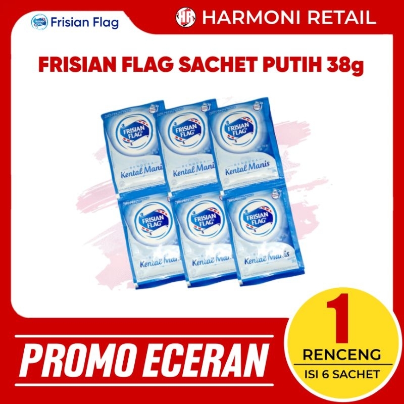 

Susu Kental Manis Bendera Frisian Flag Sachet 38gr ecer per renceng isi 6