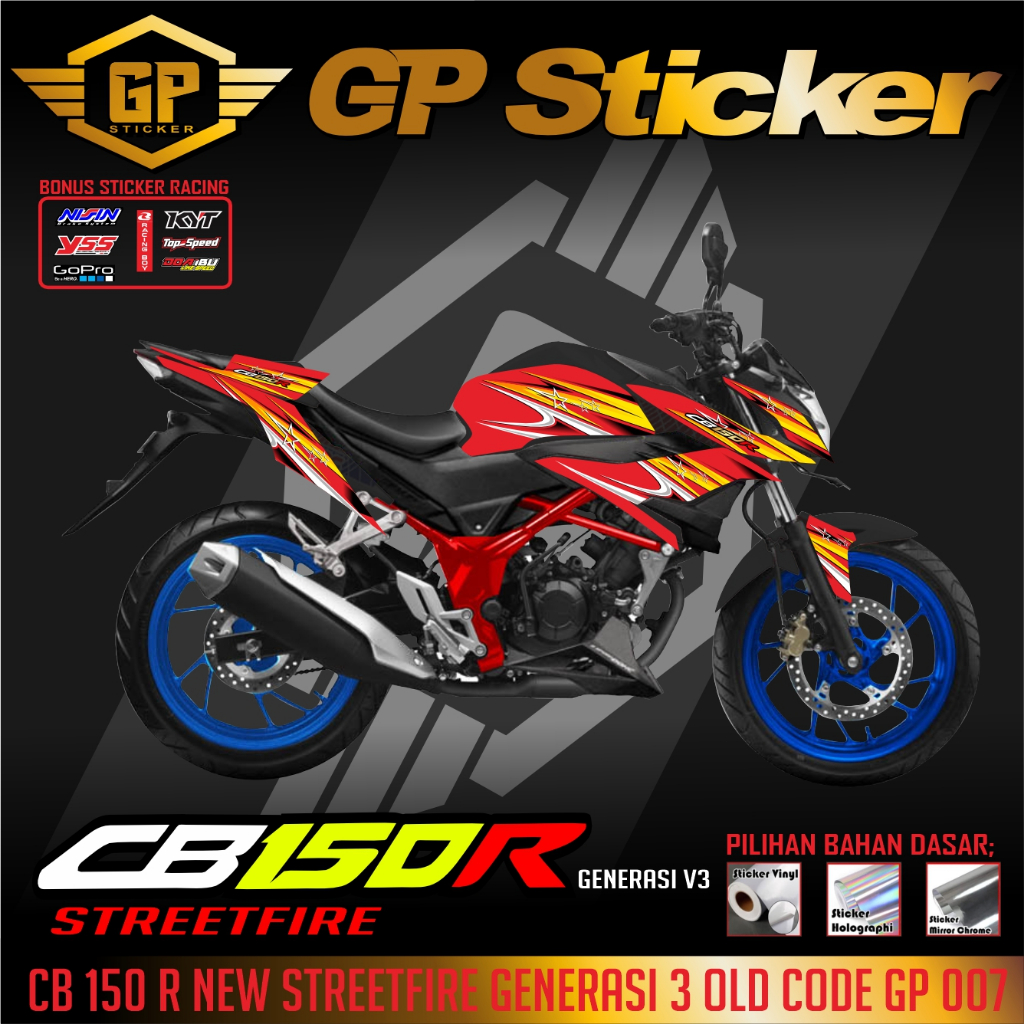 STRIPING CB150R STREETFIRE/STIKER VARIASI CB150R V3/STRIPING MOTOR CB150R NEW V3 FRE LAMINASI GP 007