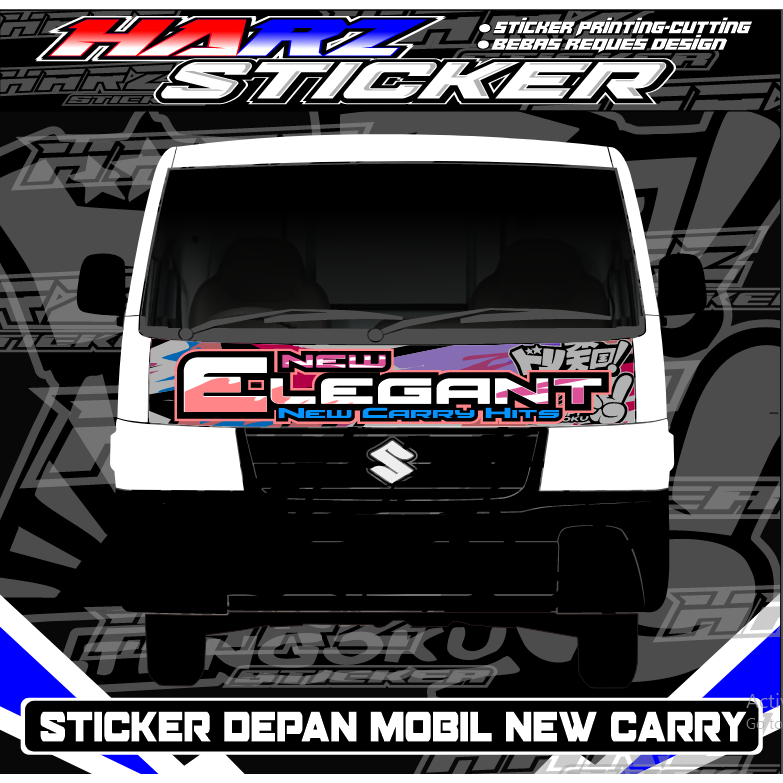 Stiker Mobil Pick Up New Carry-Stiker Depan Pick Up-Stiker Elegant-Stiker Bisa Custome Nama