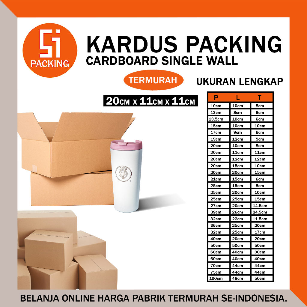 

Kardus Packing Karton Box 20x11x11 cm Dus Single Layer Coklat Polos Tebal Termurah - Rusfet 20 x 11 x 11 cm