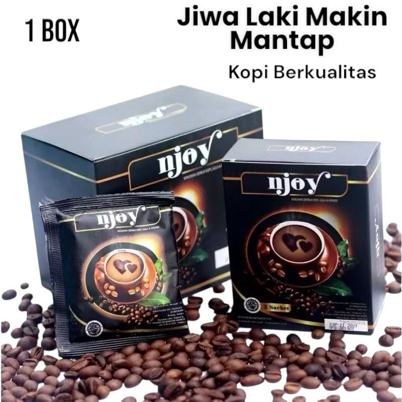 

(COD) Kopi Njoy Coffe 9 Sachet (1 Box) | Kopi Instan Stamina Energi Man