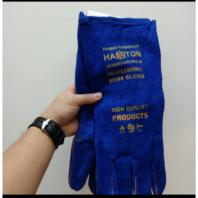 Sarung tangan las haston-sarung tangan las biru