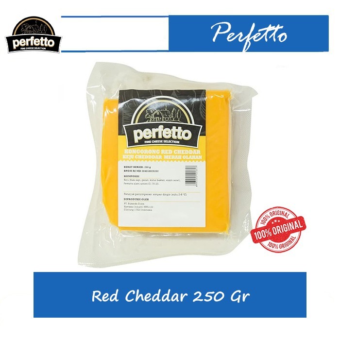 

Perfetto Red Cheddar Cheese 250 Gr / Keju Cheddar Merah