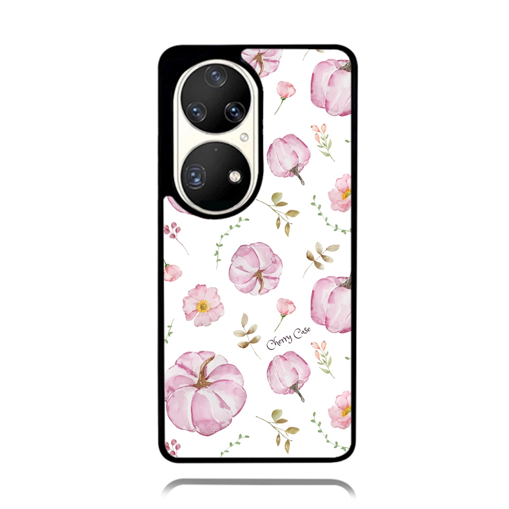 Case Phone Huawei P50 P40 P30 P20 PRO TPU Rubber Custom Softcase Light Purple Pumpkins Flower