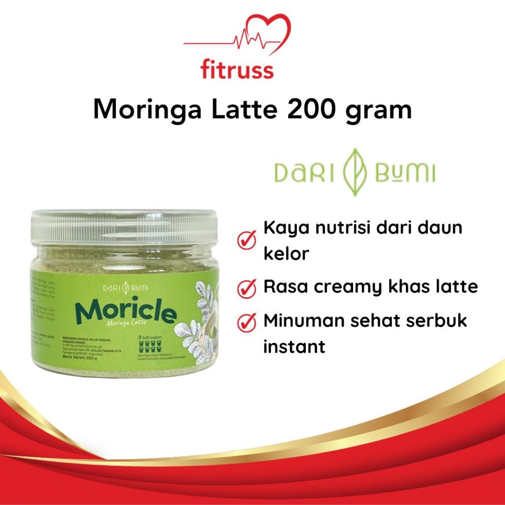 

DARI BUMI Moricle Moringa Bubuk Latte Minuman Serbuk Daun Kelor Creamy 200gr