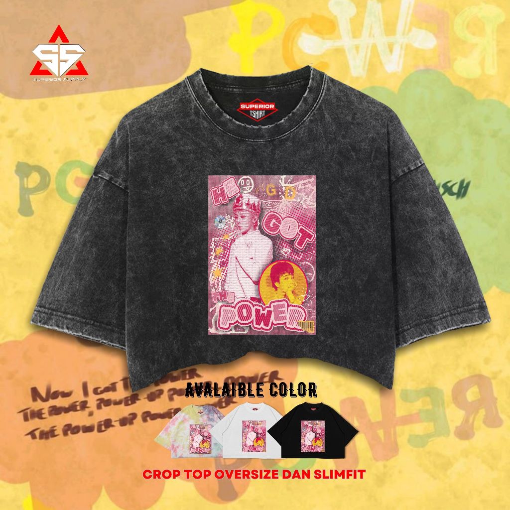SUPERIOR Crop Tee G-Dragon Washed Tye Die Longsleeve Oversize Slimfit Crop Top GDRAGON-23