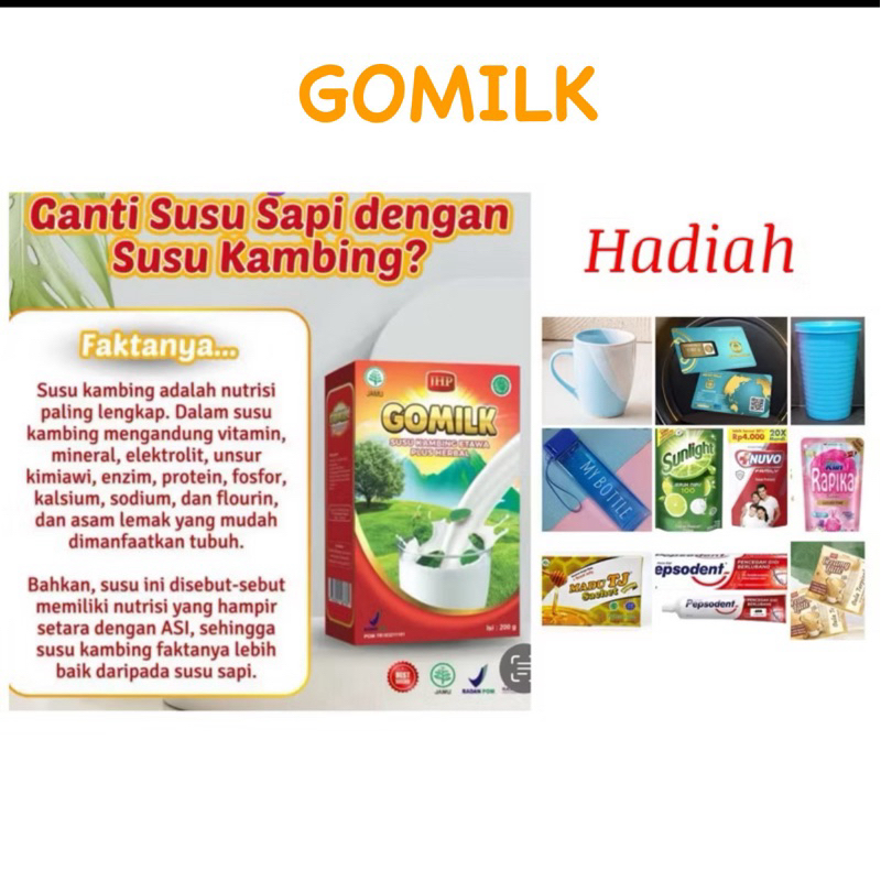 

(BONUS PILIH HADIAH) GOMILK SUSU KAMBING ETAWA (HADIAH BERLAKU KELIPATAN)