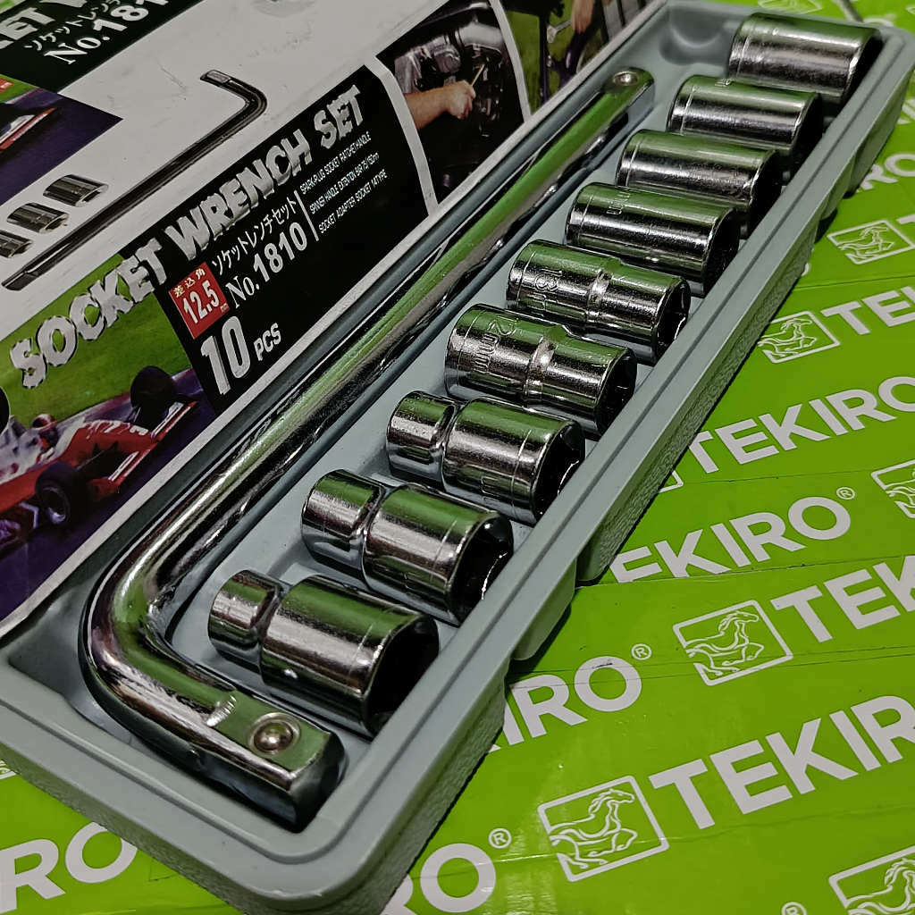 Kunci Shock Sock Sok Set 10 Pcs 8-24 mm / Kunci 1 set lengkap Tersedia Kunci Sok Set Tekiro