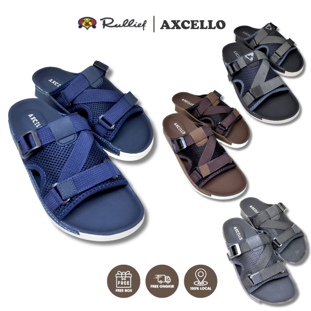 Rullief x Axcello - Sandal Pria Axcello DOF 36 - Sendal Casual Formal Cowok
