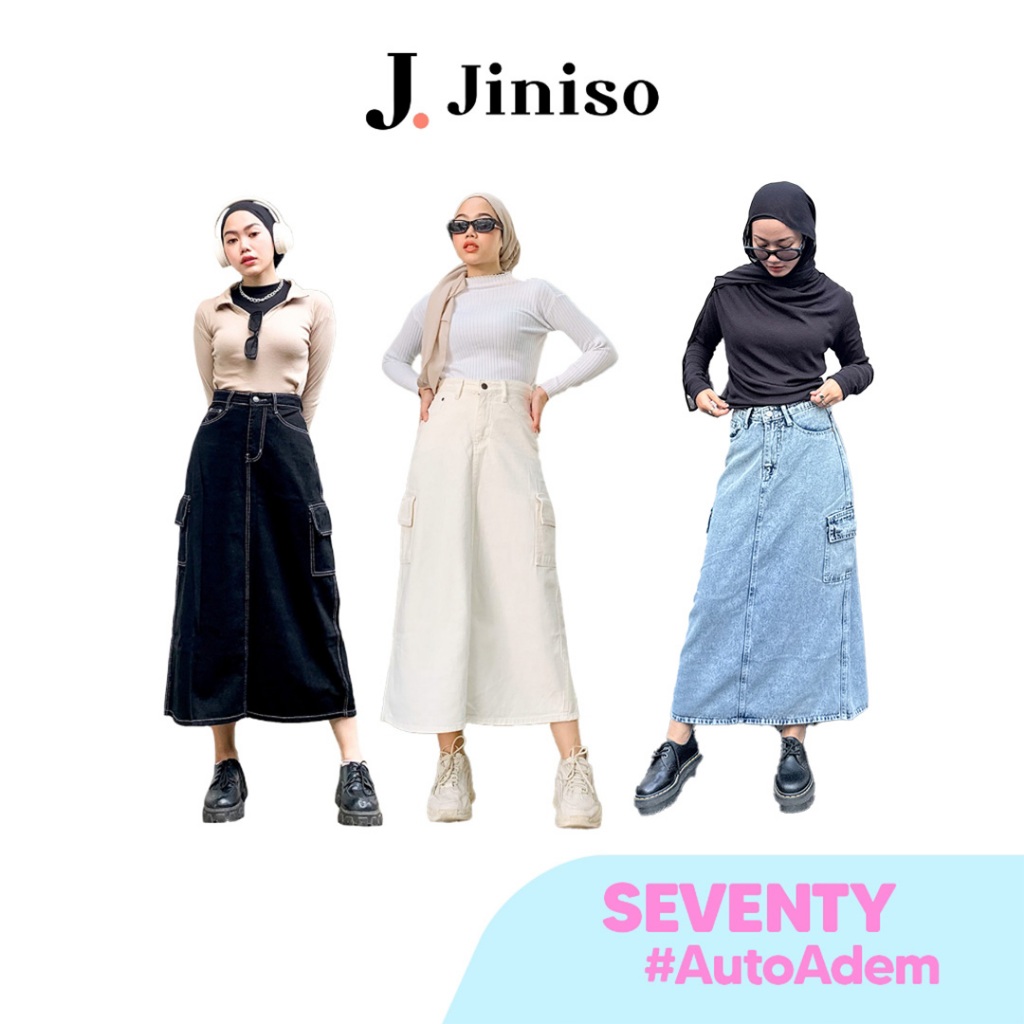 JINISO - Highwaist Rok Cargo Seventy Jeans Panjang