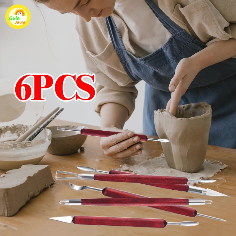 

6PCS Set Alat Seni Clay Sculpting Tools Ukir Lilin & Tembikar Kayu Alat Pembentuk Tanah Liat Patung 3D Perlengkapan Seni Pemula