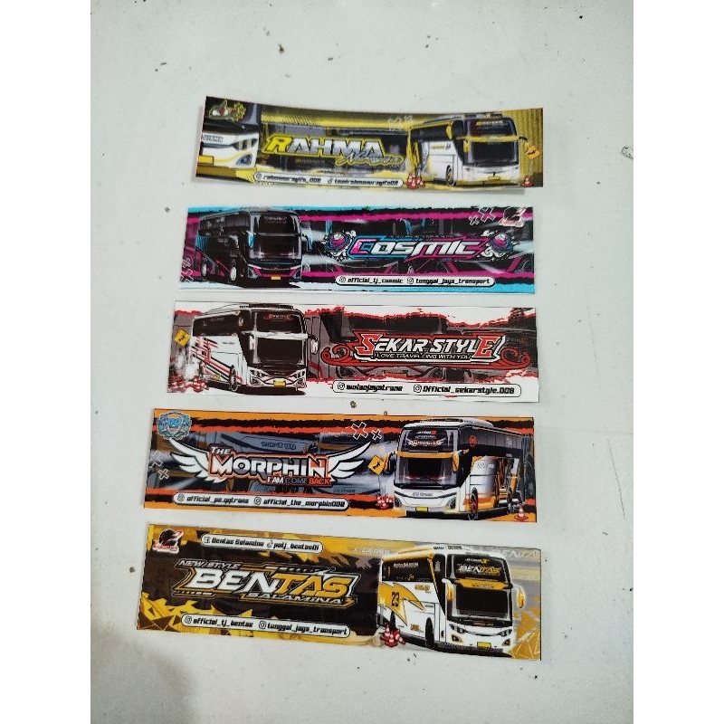 

paket COMBO stiker bus artis BENTAS 23, COSMIC, MORPHIN, RAHMA SEKARSTYLE,