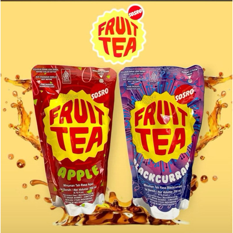 

fruit tea pouch 200 ml apel dan blackcurrent by Sosro tbk Apple pouch murah minuman