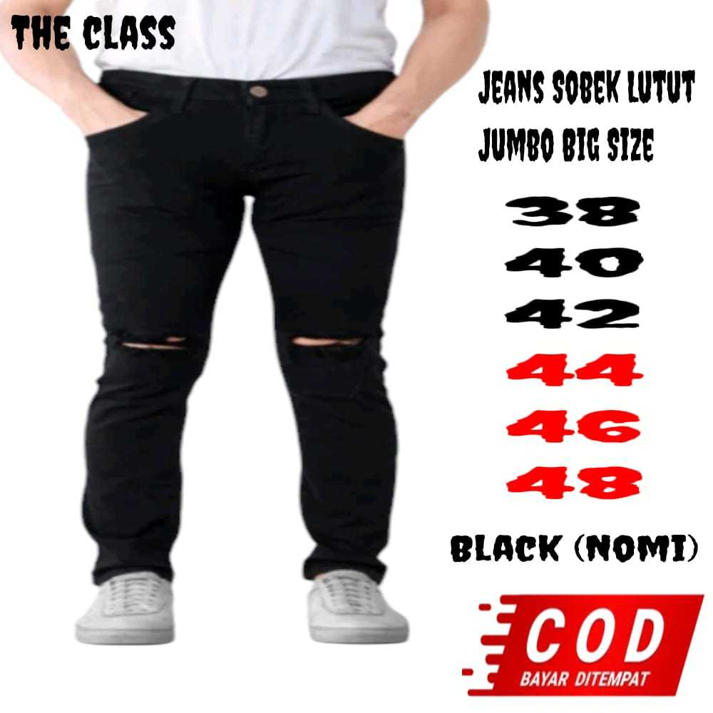 Celana Jeans Pria Sobek lutut Big Size/Celana Jeans Panjang Ripped sobek Ripped Jumbo