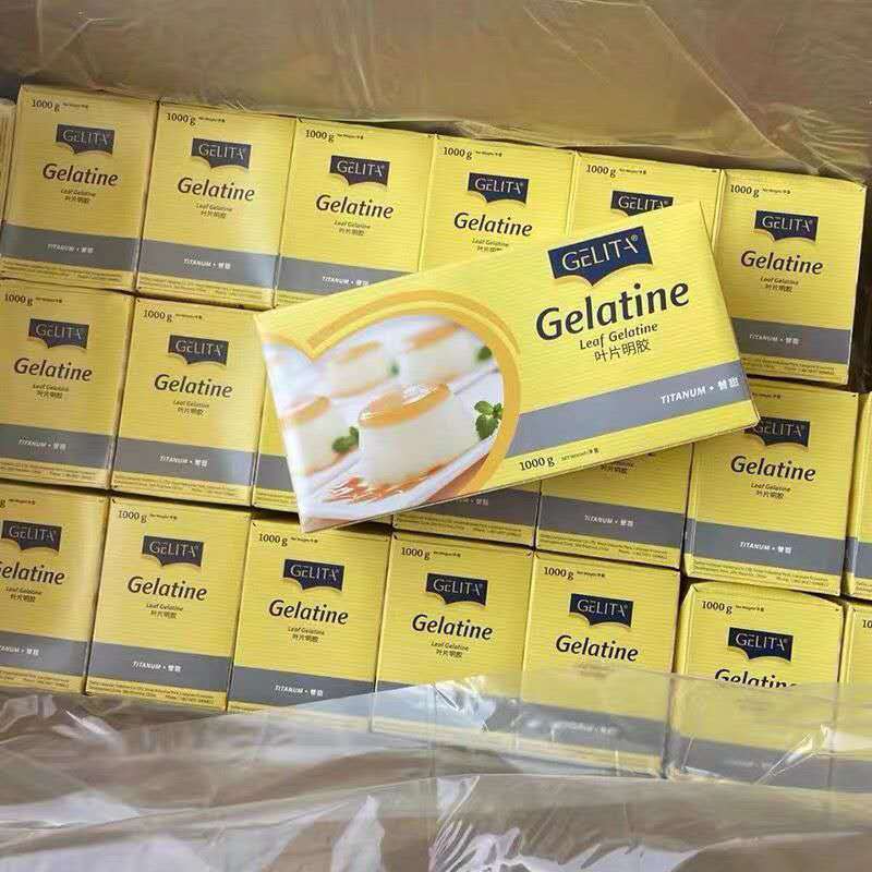 

NON HALAL Gelatin Gelita (200 lembar ) utk Panna Cotta Pudding Gyukaku dll (PORK)