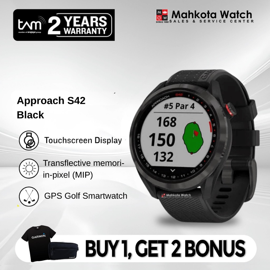 GARMIN APPROACH S42 BLACK JAM TANGAN PRIA ORIGINAL