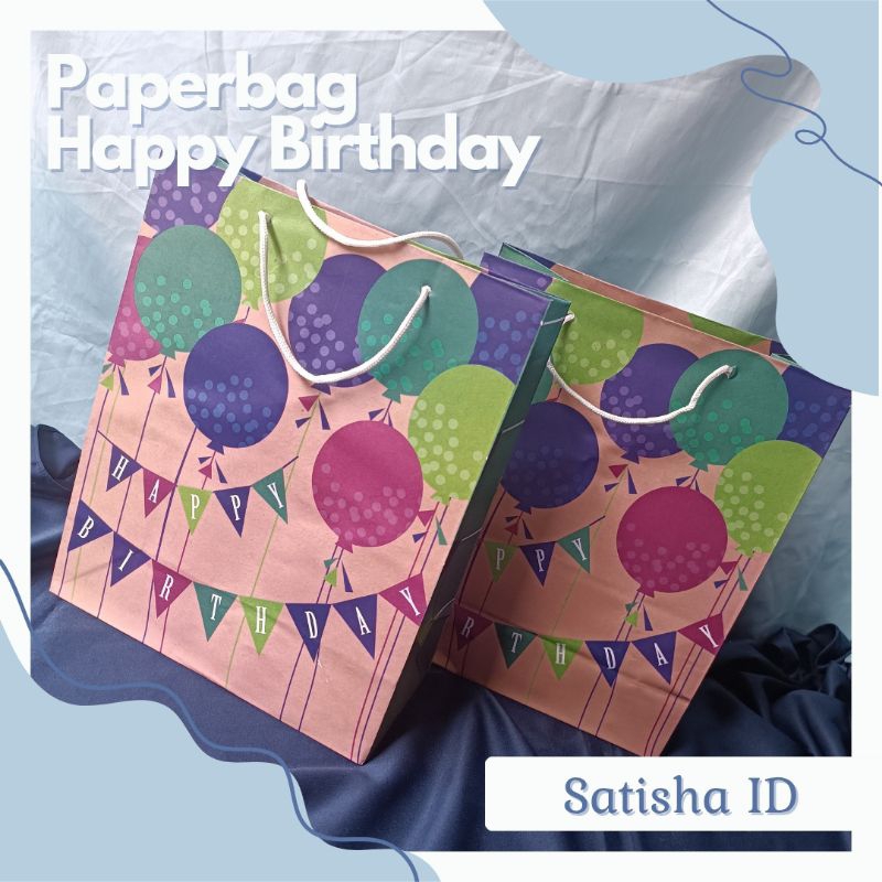 

Paperbag motif "HAPPY BIRTHDAY" tas bungkus kado gift bahan kraft 30x25x12 (pigor)