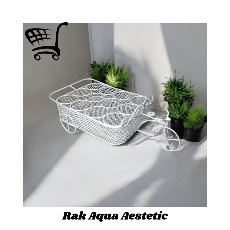 Rak Air Minum Aqua / Rak Aqua Aestetic / Keranjang Air Minum Aqua / Keranjang Aqua Becak 12 Lubang